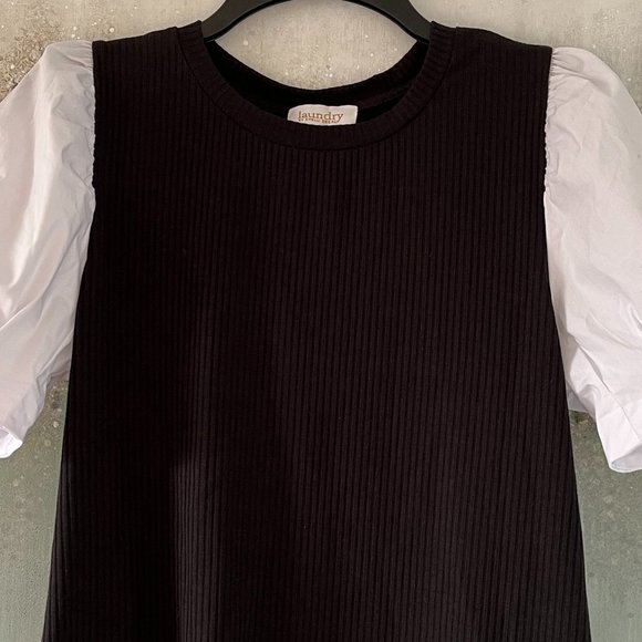 Laundry by Shelli Segal Ribbed Puff Sleeve Top (NWT) - Picture 2 of 10